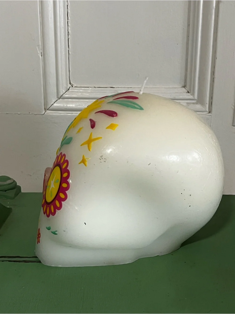 Día de Muertos Calvera Sugar Skull Candle 6x4 Day of the Dead unburnt